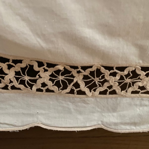 Tailored Twin Bedskirt with Antiqued Lace Inserts