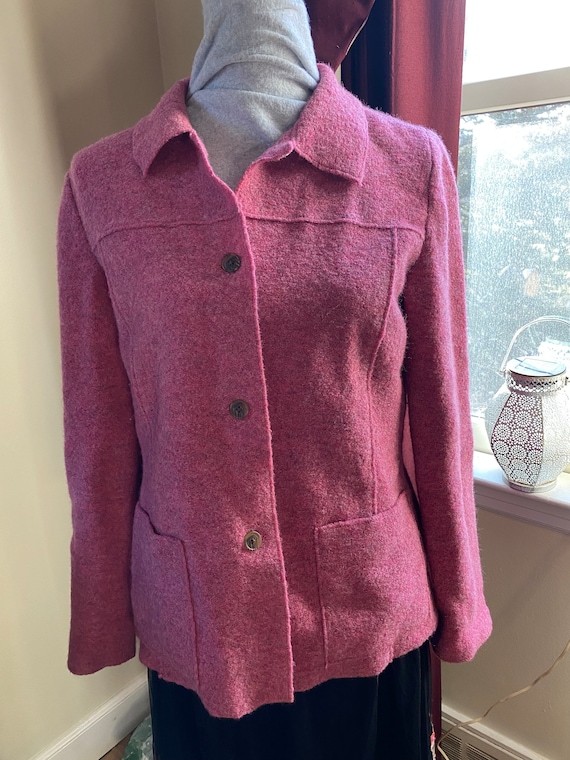 Carole Little 80s Thick Boiled Wool Shirt Jacket … - image 1