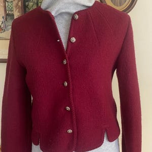 Austrian Style Boiled Wool Jacket  in Rich Burgundy Size 6/8