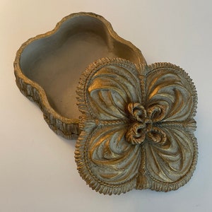 Midcentury Syroco Resin Accent Box in Burnished Gold