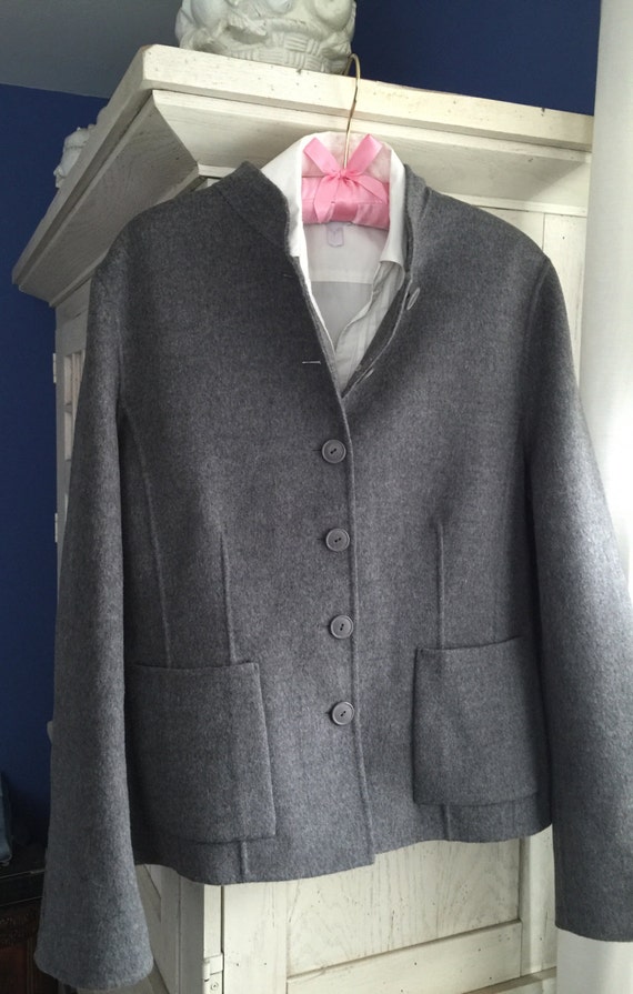 Vintage Carole Little Brushed Wool Grey Jacket Siz