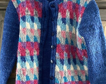 Soft Dombaya Cardigan in Bold & Pretty Pastels. Size Medium. All Season Sweater.