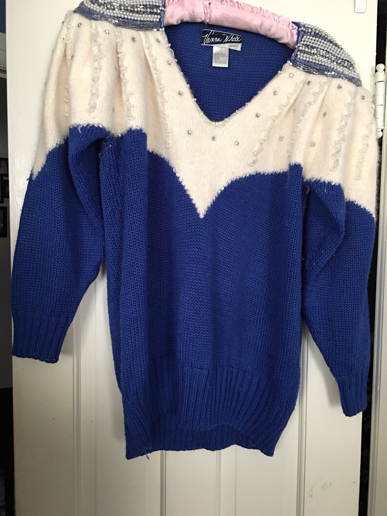 Get Your Vanna White On With This Pearl Perfect Embellished Mohair Sweater Size L Xl