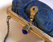 Vintage Graceline Tapestry Bag With Pretty Blue Stone Clasp