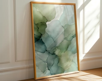 Abstract Green Wall Art Print, Modern Home Decor