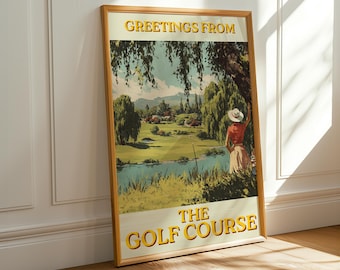 Vintage Golf Poster, Golf Club Retro Sports Print, Office Decor