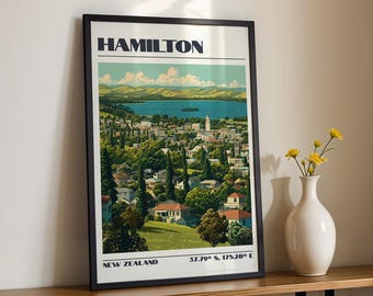Hamilton Wall Art, New Zealand Print, Travel Poster, Travel Gift