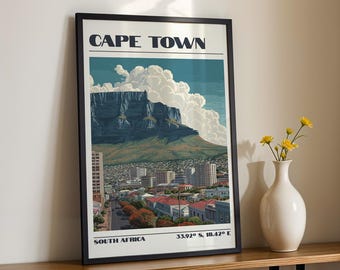 Cape Town Wall Art, South Africa Print, Travel Poster, Travel Gift