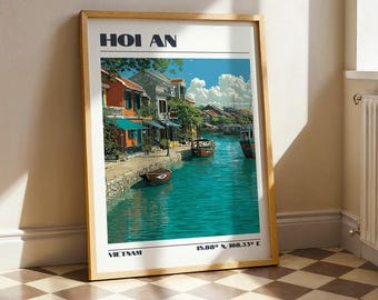Hoi An Wall Art, Vietnam South East Asia Nature Print, Vintage Travel Poster, Travel Gift