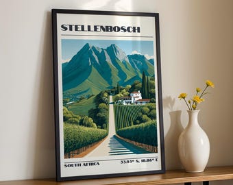 Stellenbosch Wall Art, South Africa Print, Travel Poster, Travel Gift