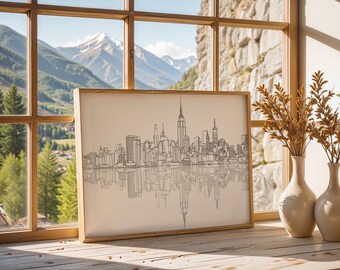 New York City Skyline Wall Art Print, Landscape Art Print, USA Travel Poster