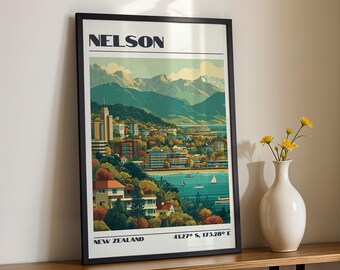 Nelson Wall Art, New Zealand Print, Travel Poster, Travel Gift