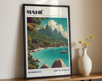 Mahe Wall Art, Seychelles Print, Travel Poster, Travel Gift