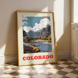 Colorado USA Travel Print, Retro Vintage Style Poster, Nature Decor Wall Art