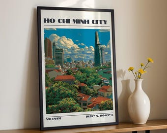 Ho Chi Minh City Wall Art, Vietnam Asia Print, Vintage Travel Poster, Travel Gift