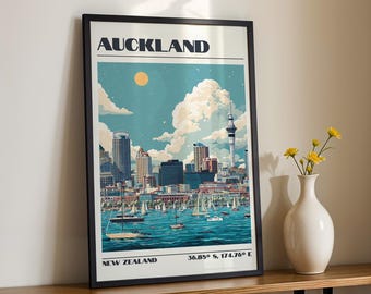 Auckland Wall Art, New Zealand Print, Travel Poster, Travel Gift