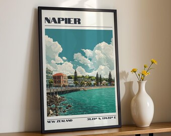 Napier Wall Art, New Zealand Print, Travel Poster, Travel Gift