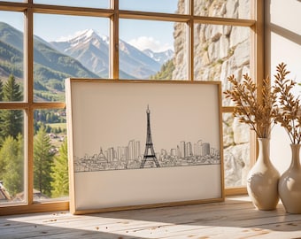 Paris Skyline Wall Art Print, Landscape Art Print, France Travel Poster