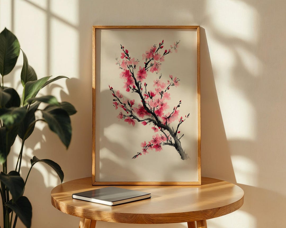 Cherry Blossom Pink Art Print - Vintage Japanese Wall Art - Retro ...