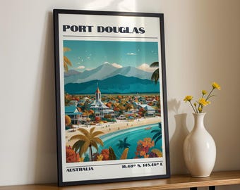 Port Douglas Wall Art, Australia City Print, Vintage Travel Poster, Travel Gift