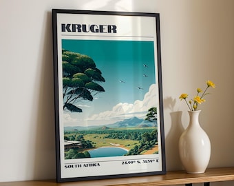 Kruger National Park Wall Art, South Africa Print, Travel Poster, Travel Gift