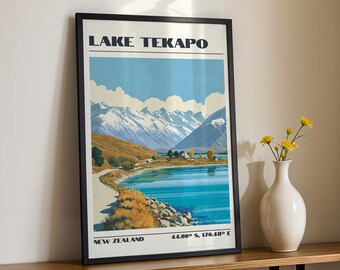 Lake Tekapo Wall Art, New Zealand Print, Travel Poster, Travel Gift