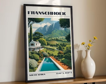 Franschhoek Wall Art, South Africa Print, Travel Poster, Travel Gift