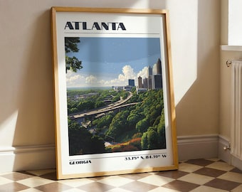 Quadro di Atlanta, poster di viaggio vintage, stampa della Georgia, USA, regalo di viaggio