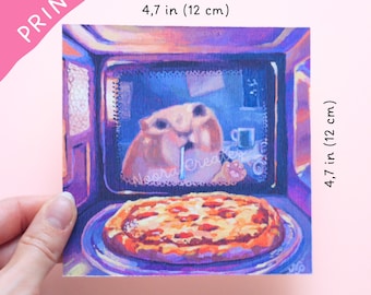 Pizza kwijlt kat kunstafdruk | Kattenschilderij, kattenkunst, memekat, schattige kat, cadeau voor kattenliefhebbers, kattenkunstprint, kattenprint, kwijlende kat, pizzakat