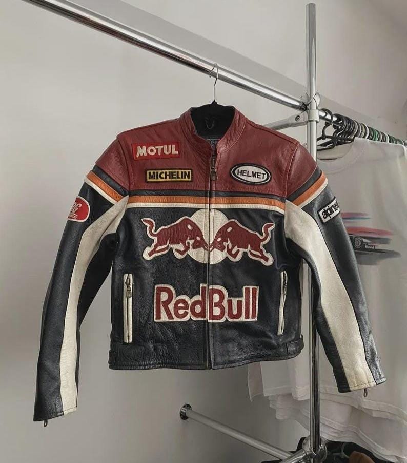 Red bull racing leather jacket - Etsy 日本