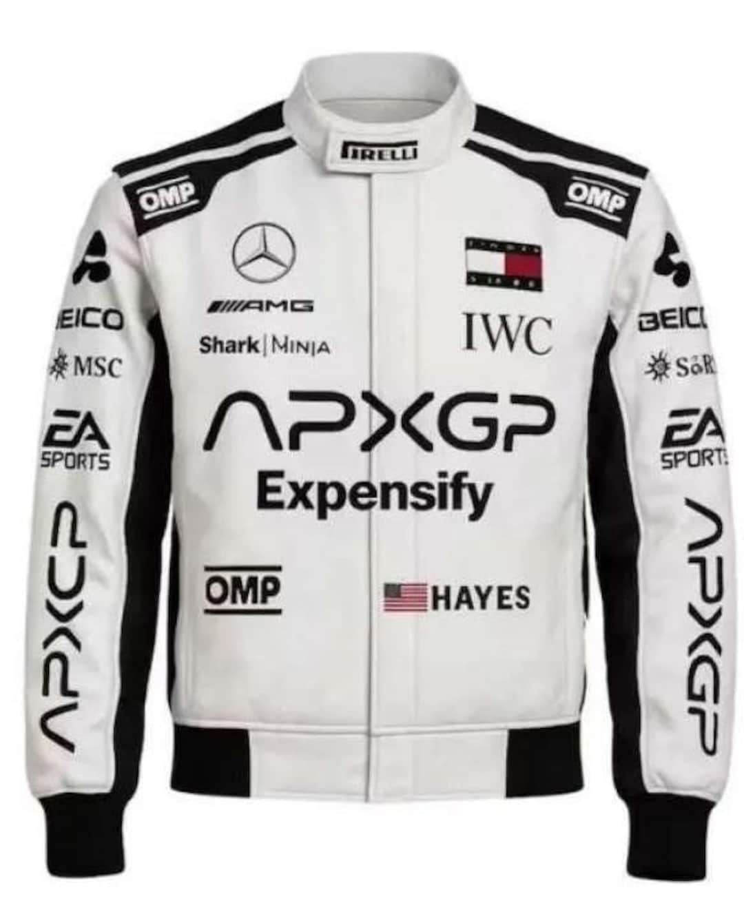 Mercedes Inspired Racing Jacket, White & Black AMG Style Motorsport ...