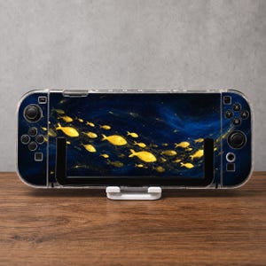 Golden Fish Switch Case, Midnight Blue Ocean Cover, Celestial Koi Fish Case for Switch OLED Lite and Switch 2