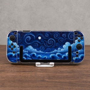 Starry Ocean Waves Switch Case, Midnight Blue Celestial Sea Cover, Swirling Night Sky Case for Switch OLED Lite and Switch 2