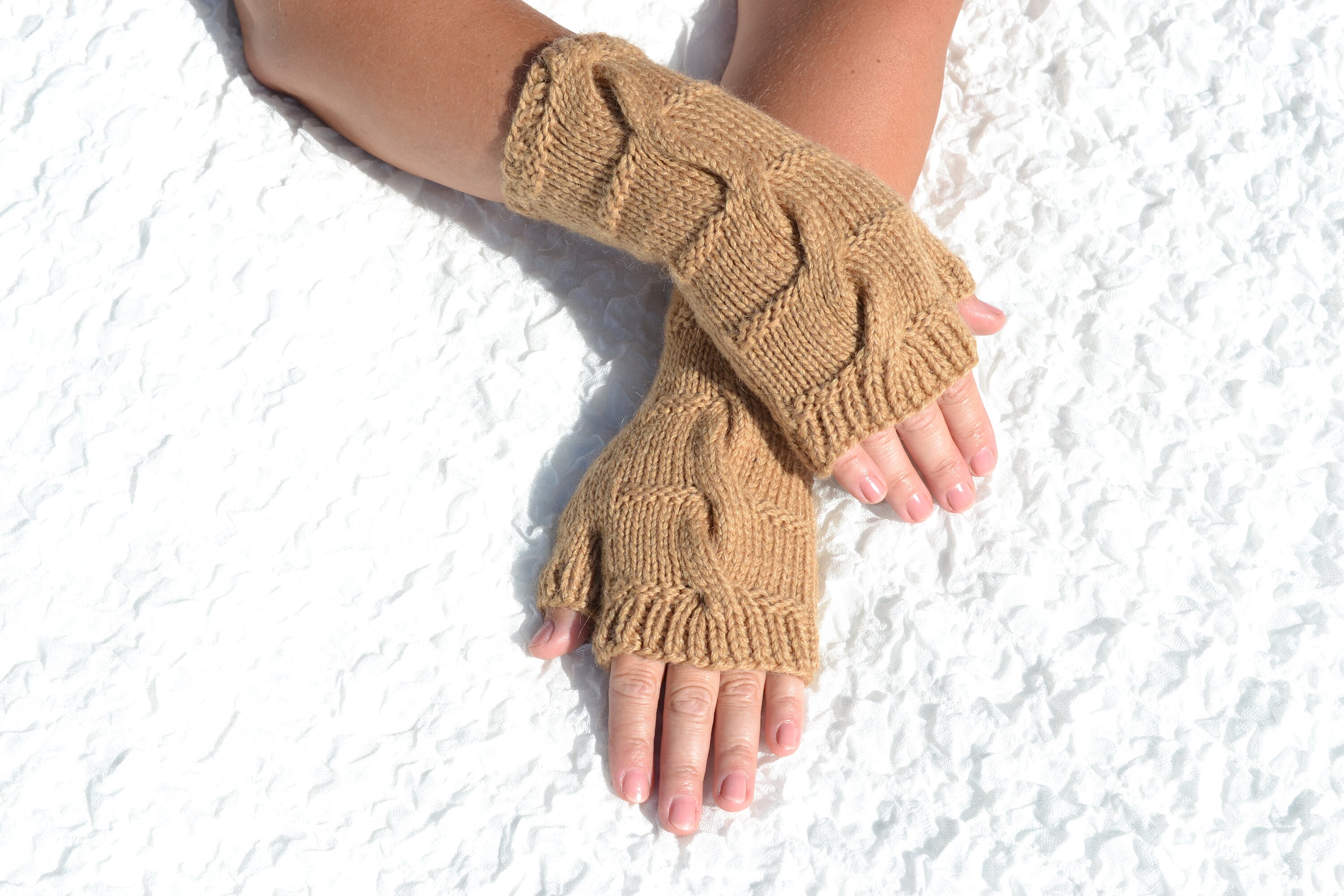 knit open finger gloves