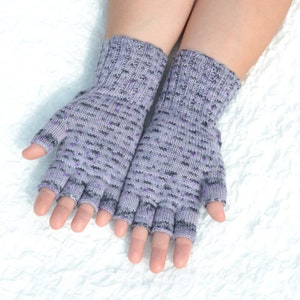 Purple half finger gloves convertible to mittens