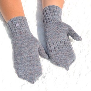 Handmade denim flip top mittens with closed thumbs