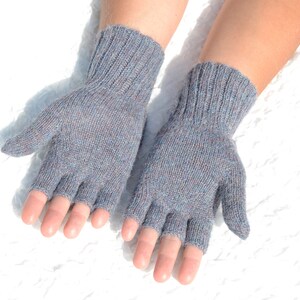 Handmade denim flip top mittens with closed thumbs