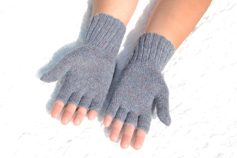 Handmade denim flip top mittens with closed thumbs