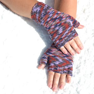 Hand Knitted Multicolor Wool Fingerless Gloves, Arm Warmers for Women
