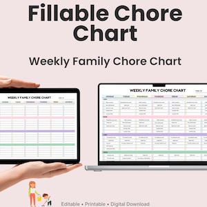 Family Chore Chart Printable, Weekly Kids Responsibility Tracker, Editable Chore Chart PDF, Household Routine Planner, iPad GoodNotes