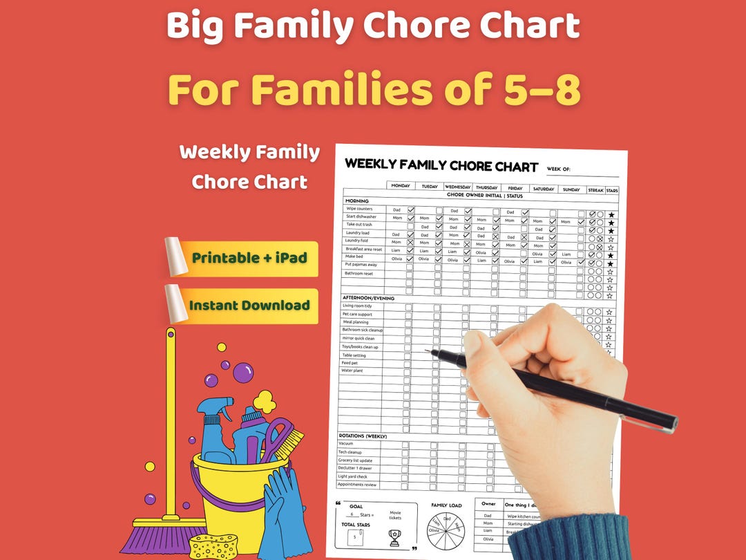 Minimalist Family Chore Chart Printable | Black & White Weekly Tracker ...