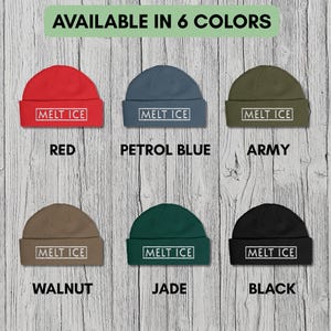 Melt ICE Protest Hat Anti Trump Embroidered Beanie Support Immigrants Activist Hat Anti Maga Anti ICE Red Protest Hat Abolish ICE image 5