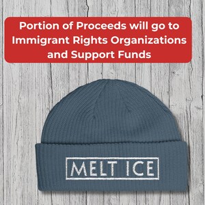Melt ICE Protest Hat Anti Trump Embroidered Beanie Support Immigrants Activist Hat Anti Maga Anti ICE Red Protest Hat Abolish ICE image 3