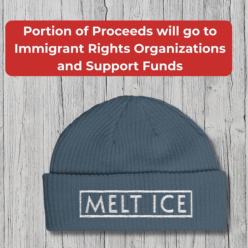 Melt ICE Protest Hat Anti Trump Embroidered Beanie Support Immigrants Activist Hat Anti Maga Anti ICE Red Protest Hat Abolish ICE image 3
