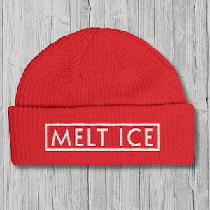 Melt ICE Protest Hat Anti Trump Embroidered Beanie Support Immigrants Activist Hat Anti Maga Anti ICE Red Protest Hat Abolish ICE image 1