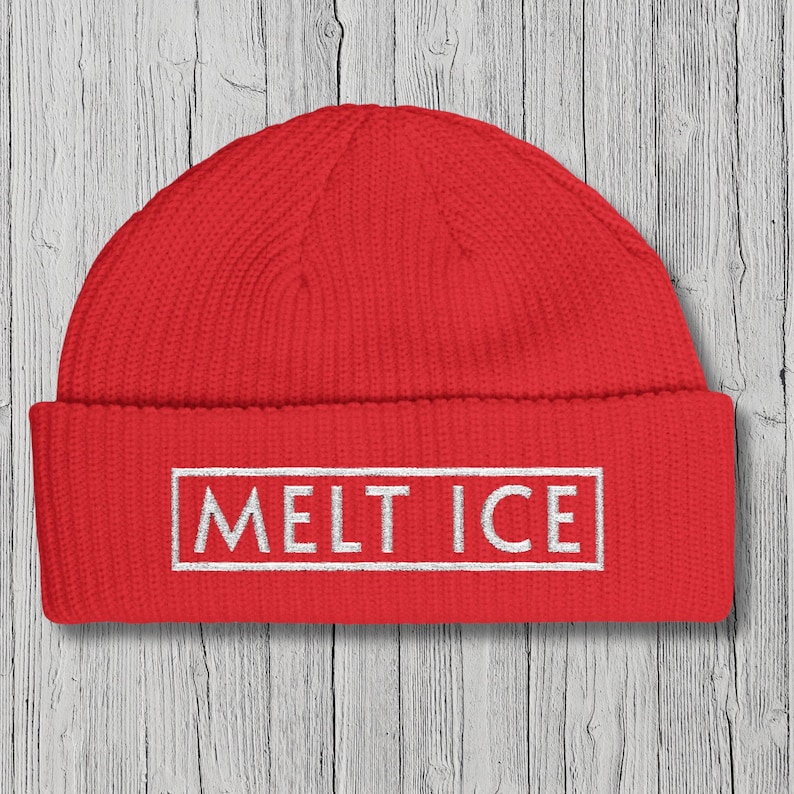 Melt ICE Protest Hat Anti Trump Embroidered Beanie Support Immigrants Activist Hat Anti Maga Anti ICE Red Protest Hat Abolish ICE image 1