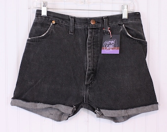 Vintage Black Wrangler Shorts Size 2 Denim Cut offs