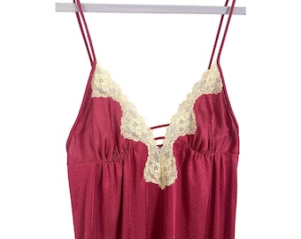 Vintage 70's Maroon Maxi Lace Slip