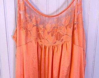 Vintage 1970's L/XL Maxi Slip Coral Orangey Color