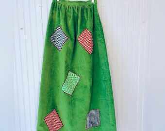 70s Lined Hippie Skirt With Appliqué